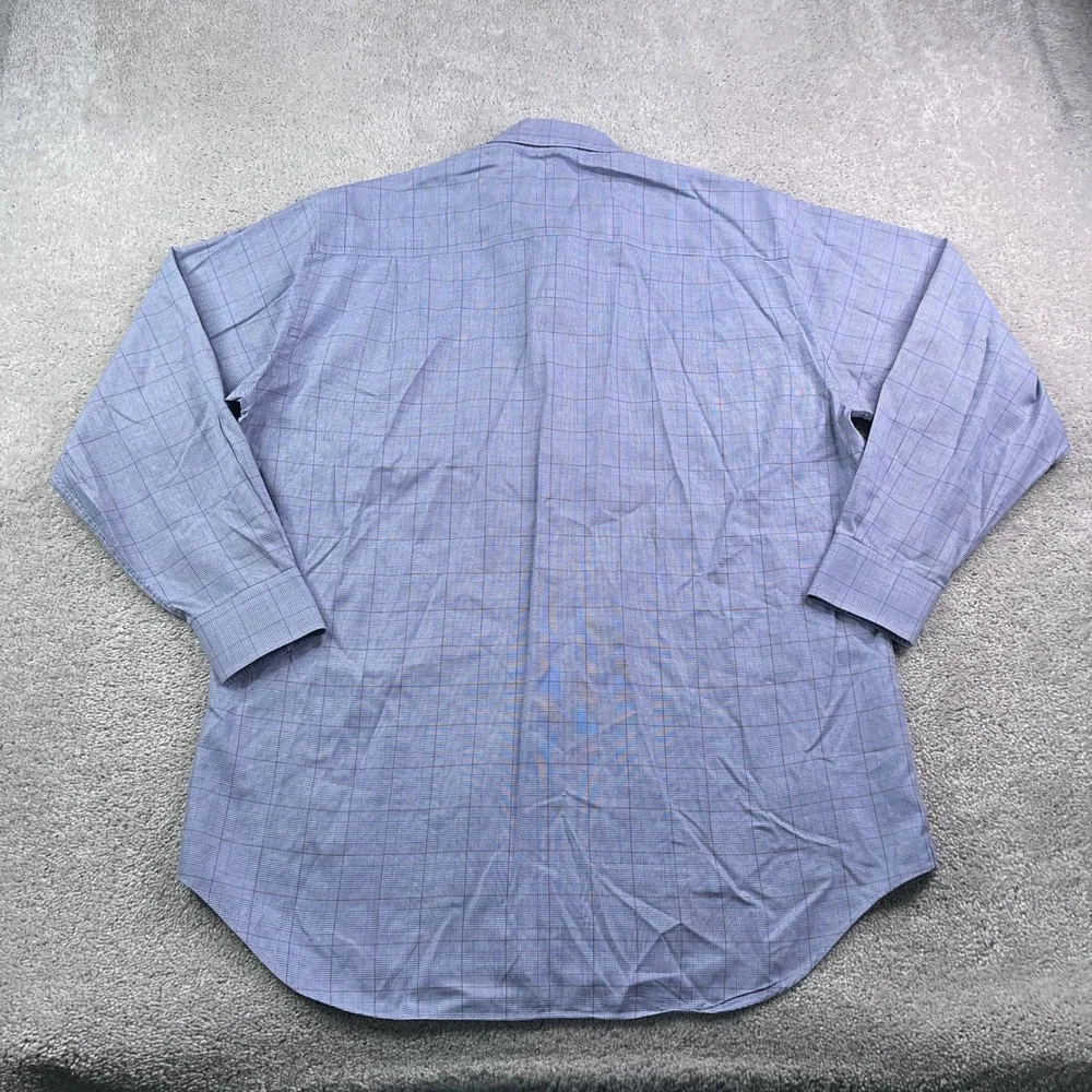 David Donahue Shirt Mens 16.5 34‎ Blue Glen Plaid Cotton Button Up Business